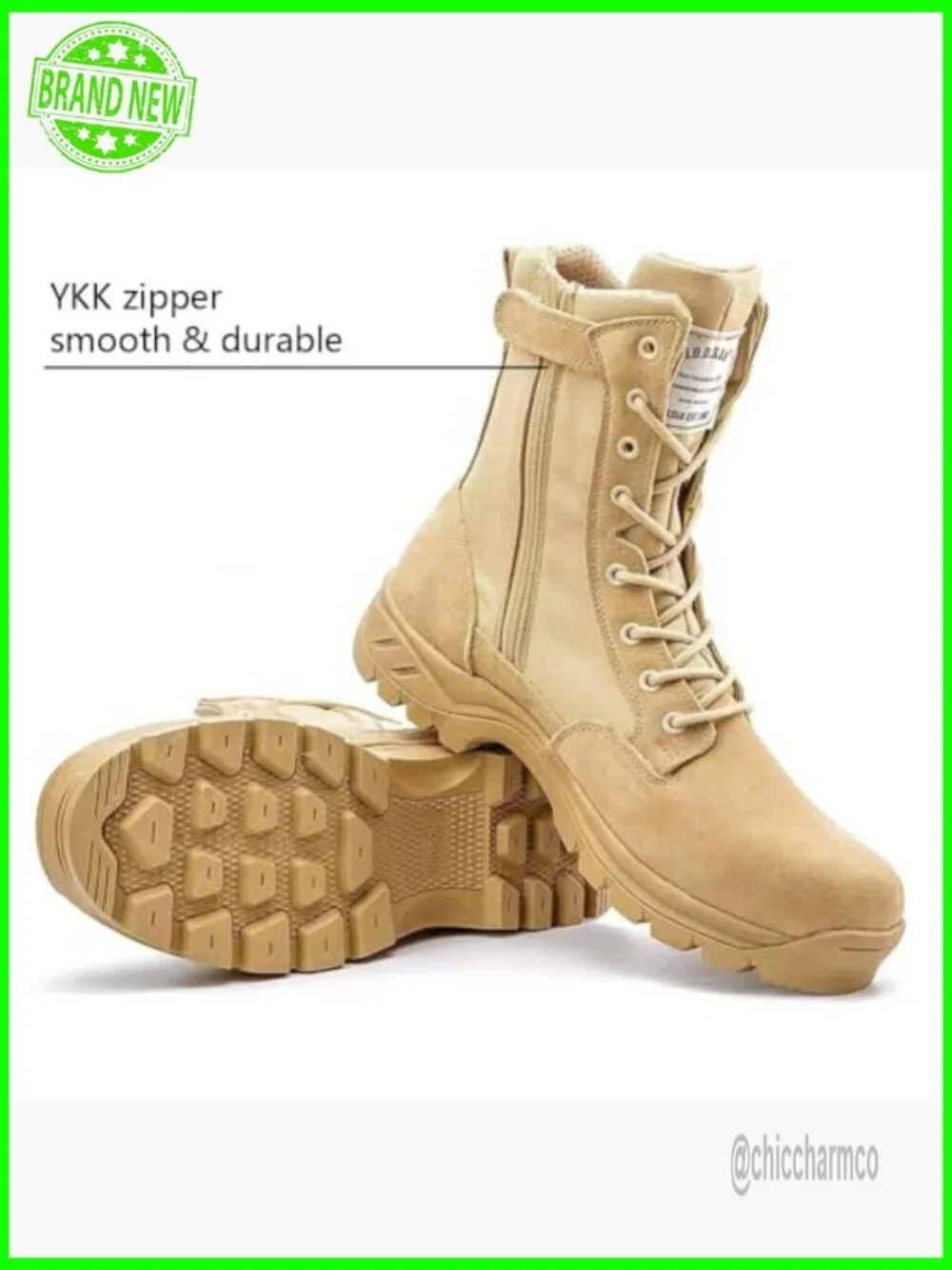 Men's Tactical Combat Boots with Side Zipper - Puncture Proof, Lightweight